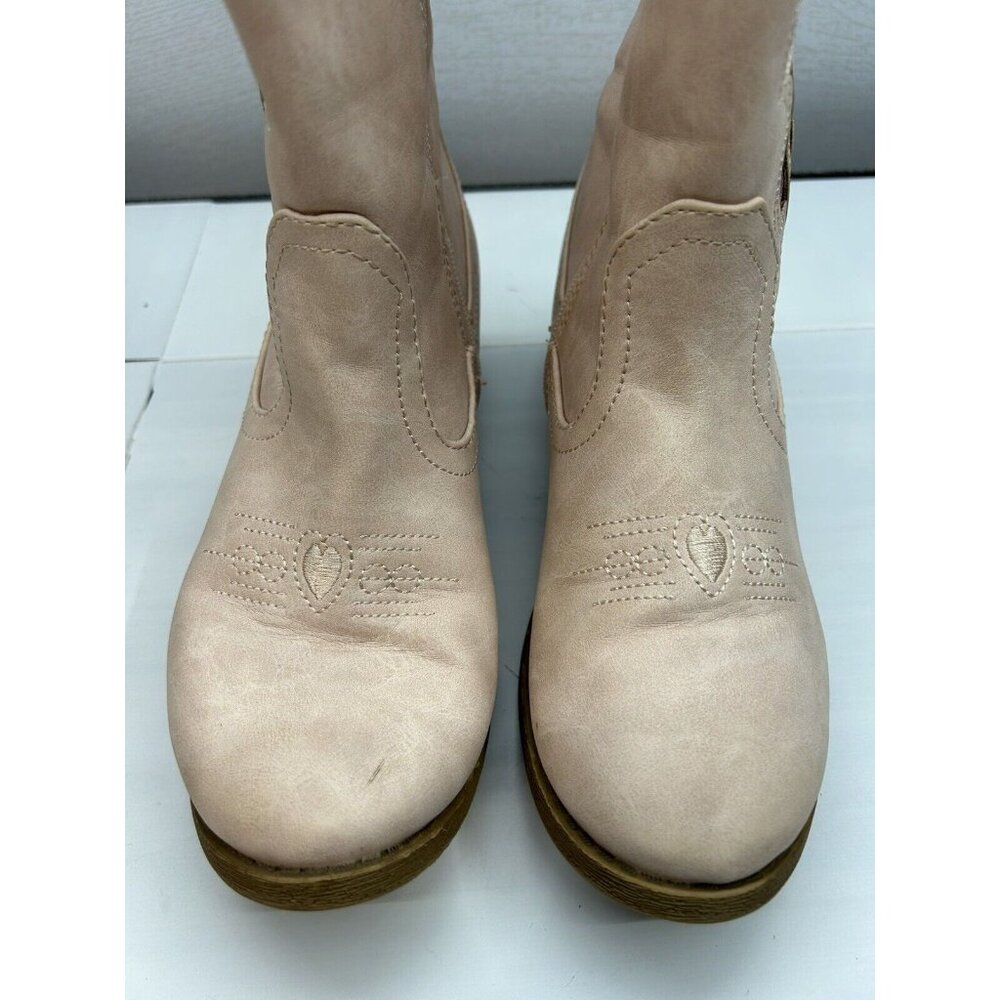 Pop Girls 5m‎ Welcome Block Heel Cowboy Boots Pink Blush Glitter Details Hearts - Picture 5 of 9